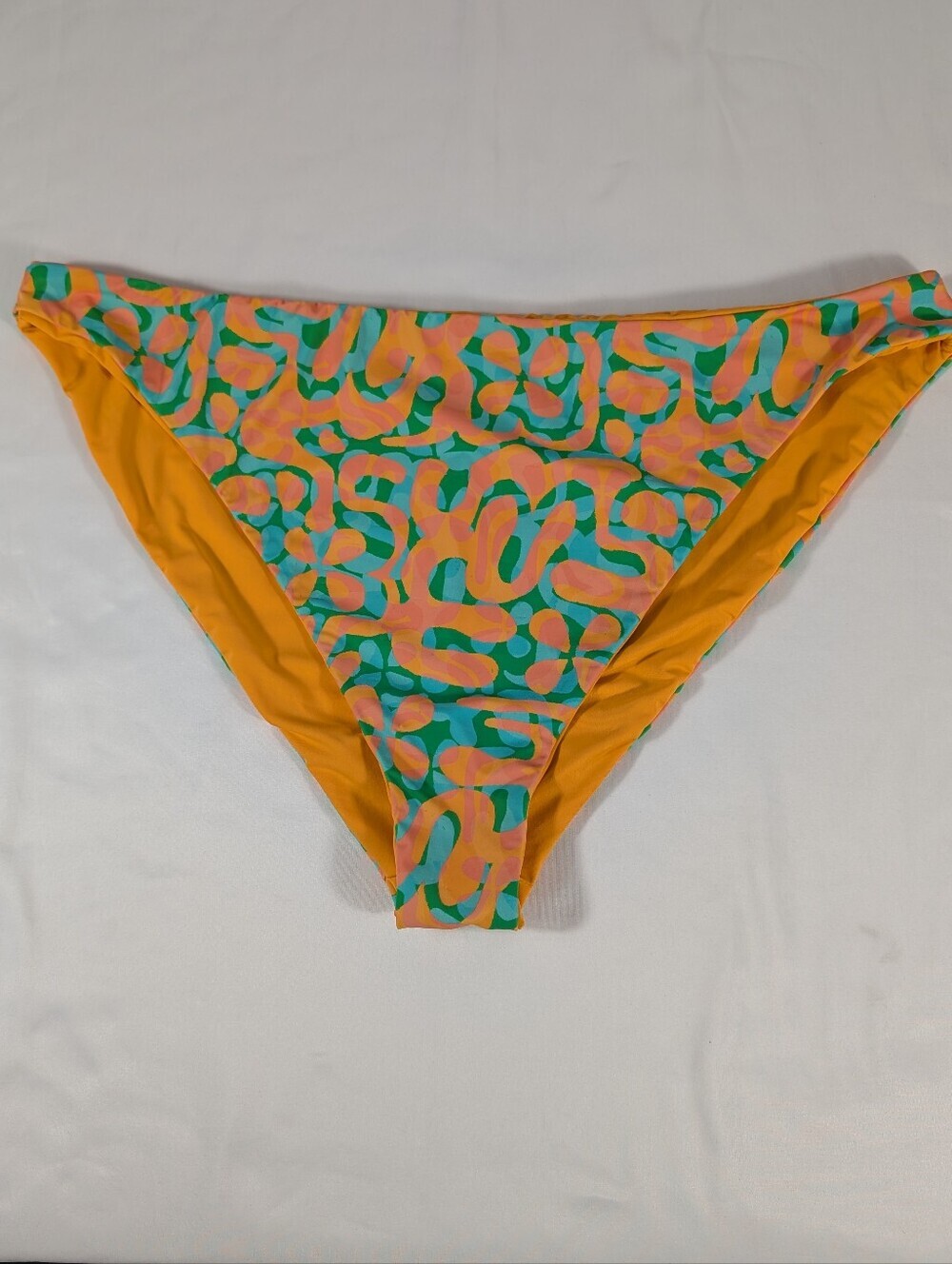 New Dippin' Daisy's Orange with Turquoise & Pink Abstract Bikini Bottom Size 3X